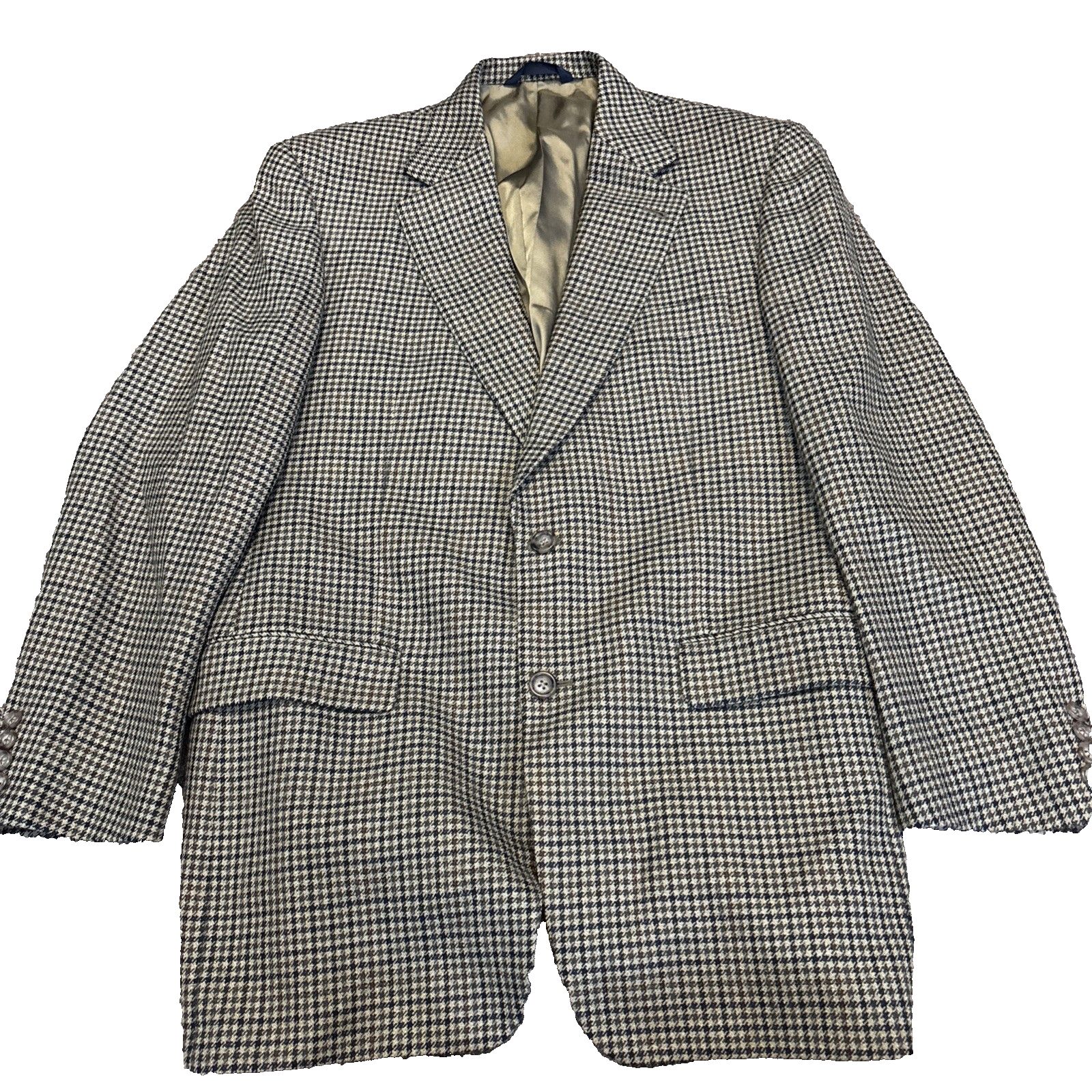 Burberry Vintage Houndstooth Blazer 40r Jacket Two Button Usa Union Made